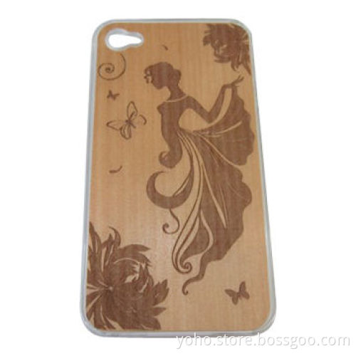 Bamboo Case with Strap, Suitable for iPhone 4/4S, Smooth Treated Surface, Splinter Free